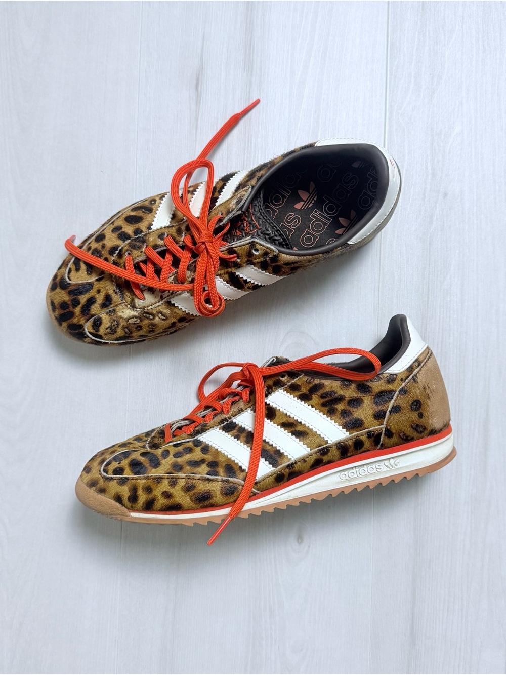 Adidas Originals SL 72 og leopard Print Sneakers with Orange Laces